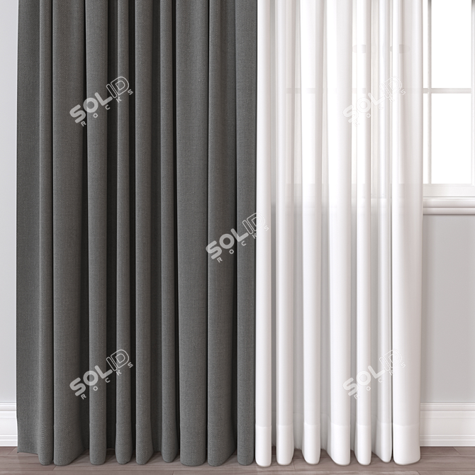 3D Curtains Model with Multiple Formats 3D model image 3