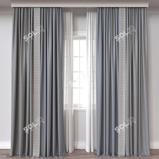 Window Curtain 3D Model - Vray/Corona 3D model image 1