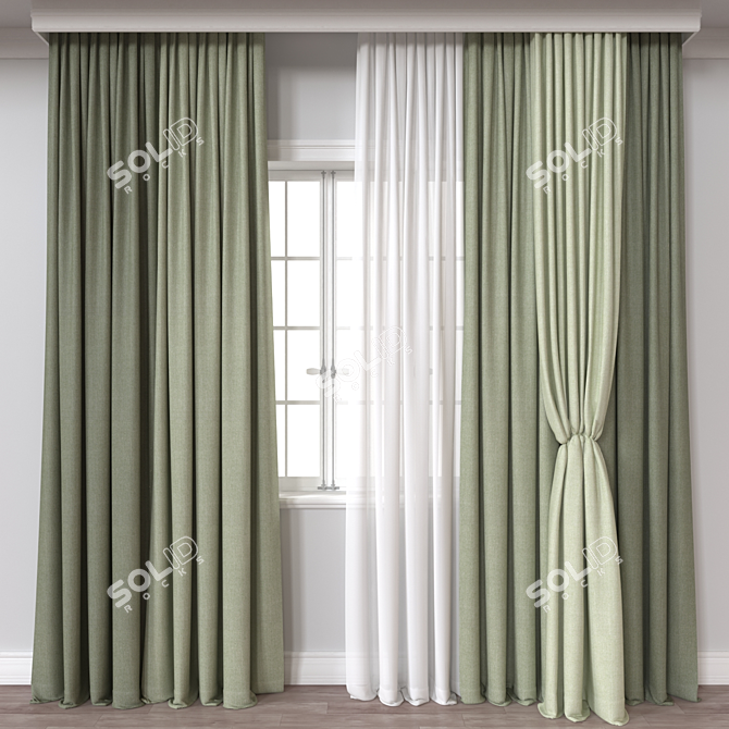 Dual-Format Curtain Model, High-Poly 3D model image 1