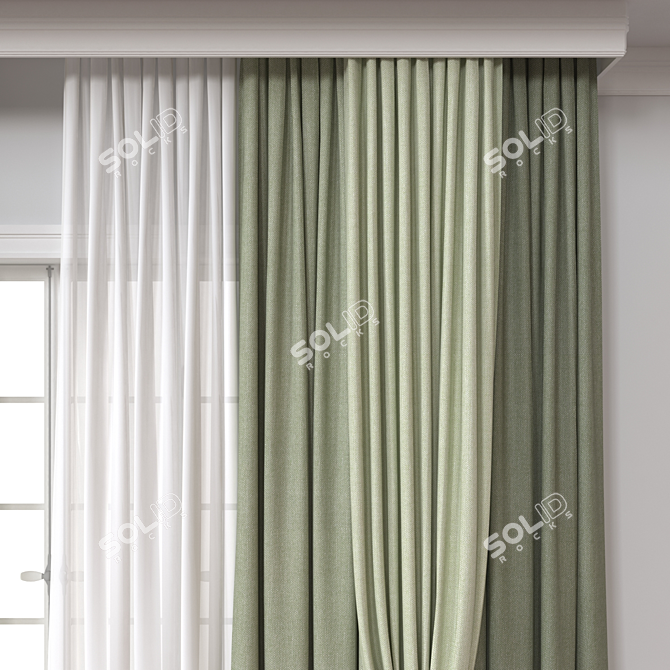 Dual-Format Curtain Model, High-Poly 3D model image 3