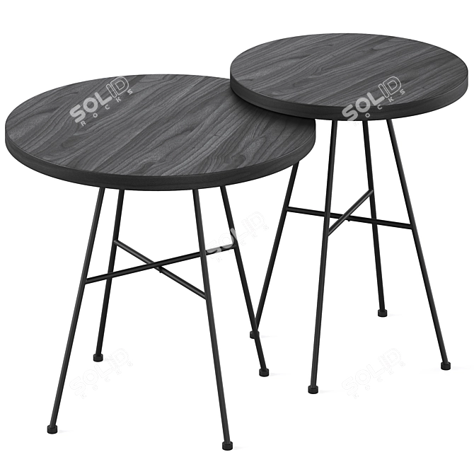 Modern Nesting Tables Set Oak 3D model image 2