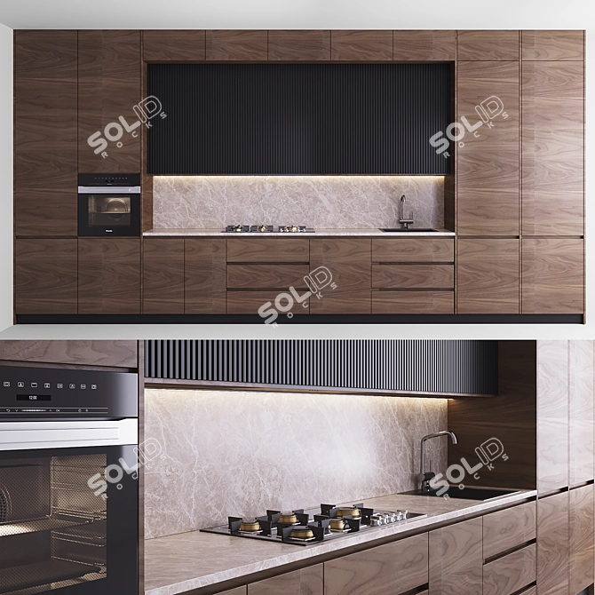 "Sleek Kitchen Design Package 3D model image 1