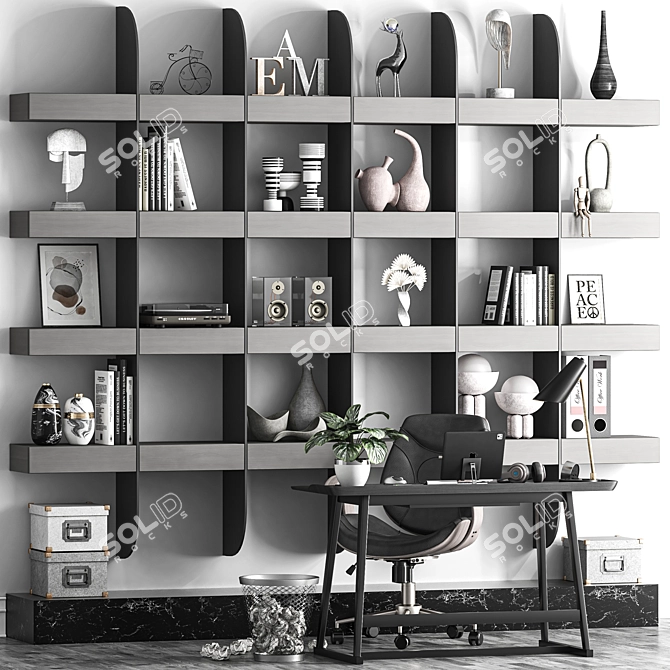 Modern Workstation Set 3D model image 1