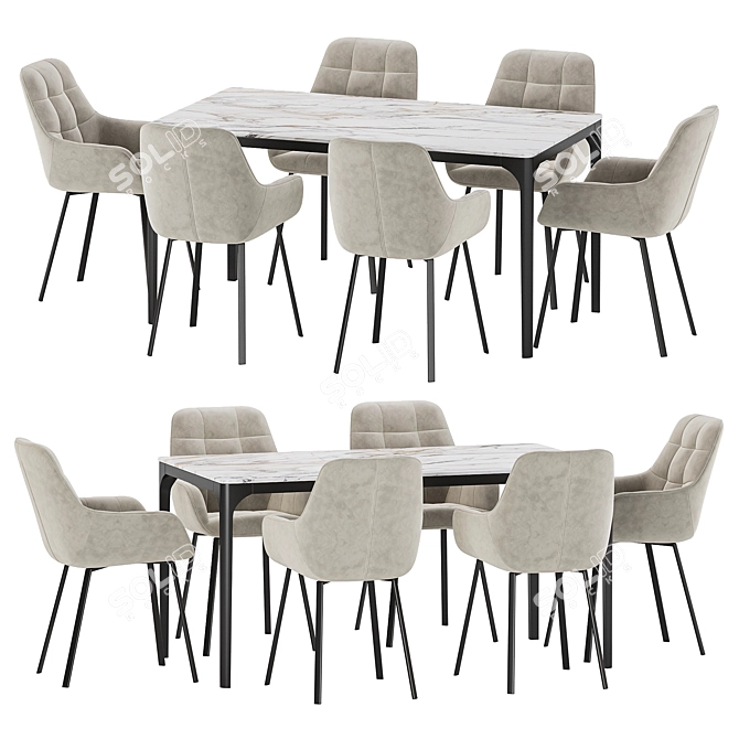 Modern Dining Set Furniture Collection 3D model image 1