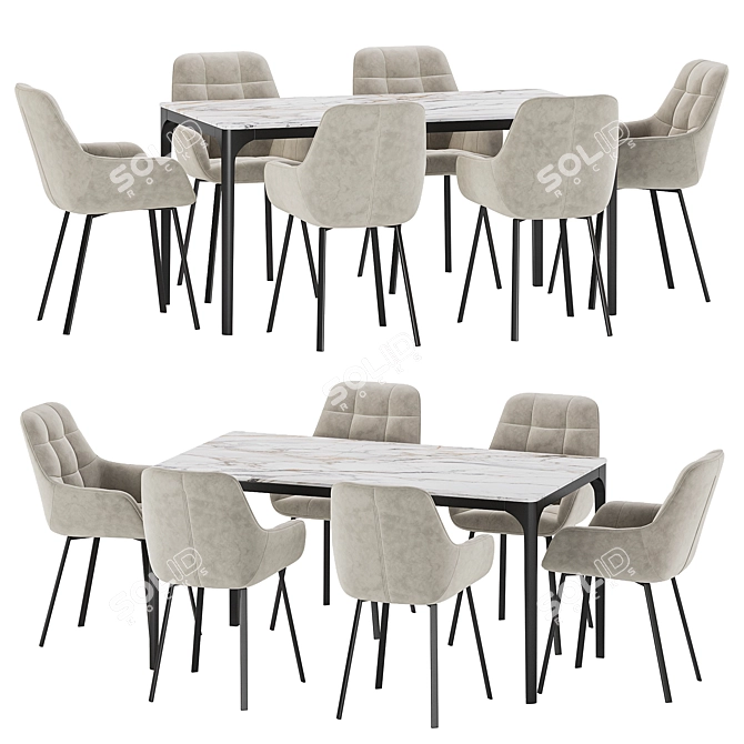 Modern Dining Set Furniture Collection 3D model image 2