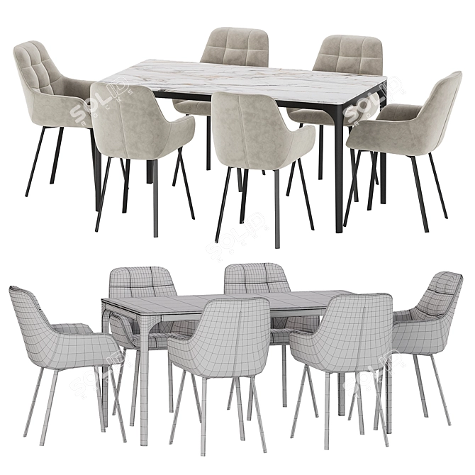 Modern Dining Set Furniture Collection 3D model image 4