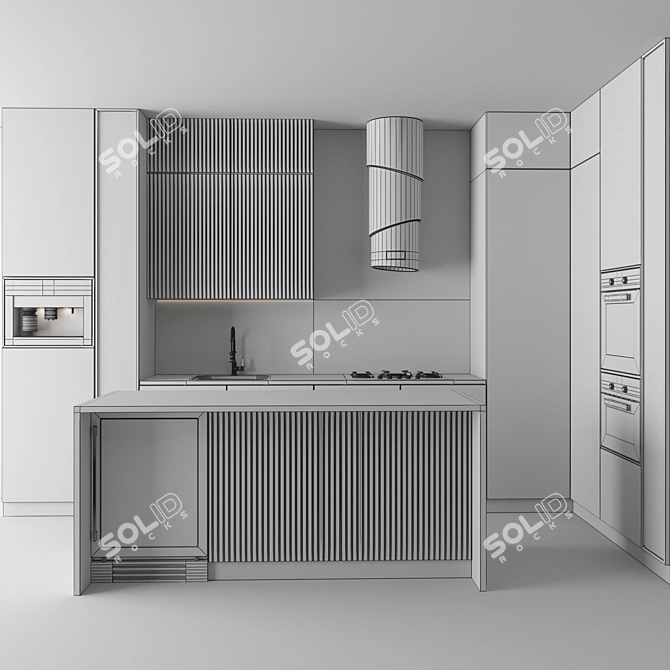 Modern Kitchen Set with Appliances 3D model image 5