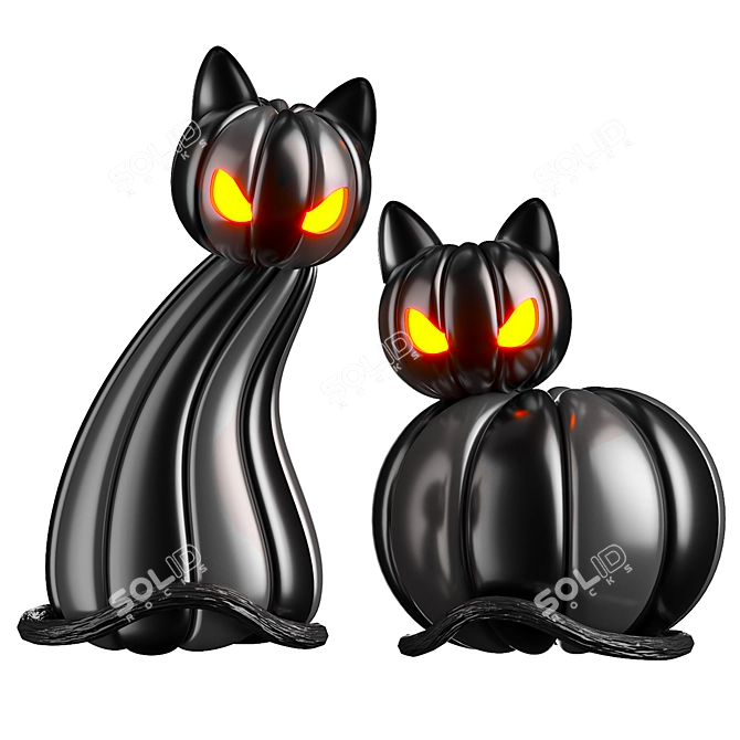 Pumpkin Cats Halloween Decor Set 3D model image 1