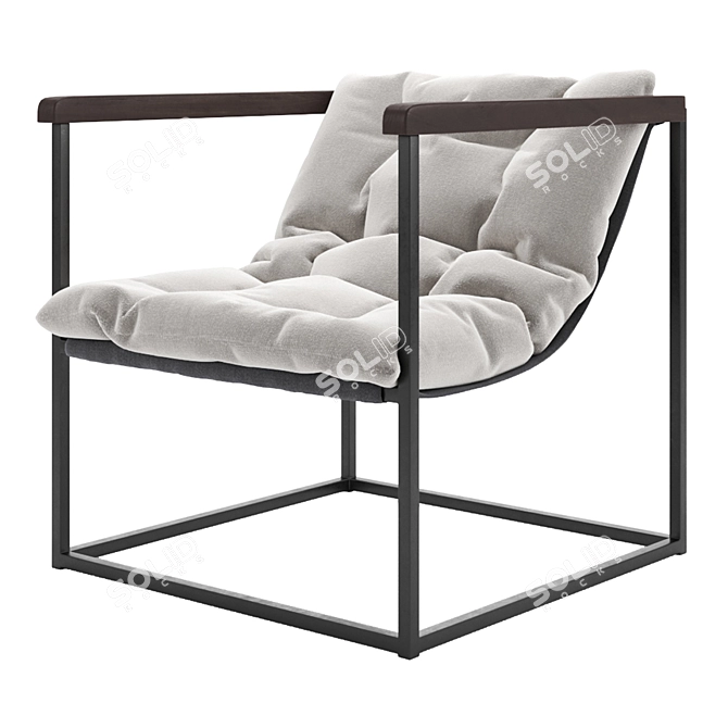 Loftovik Armchair: Industrial Statement Piece 3D model image 1