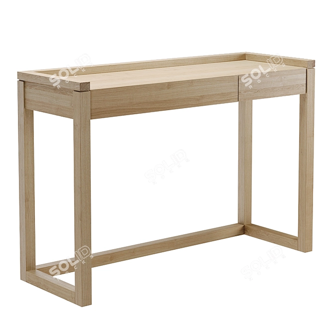 Compact Oak Desk with Drawers 3D model image 1