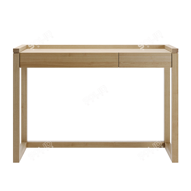 Compact Oak Desk with Drawers 3D model image 2