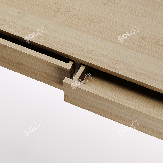 Compact Oak Desk with Drawers 3D model image 3