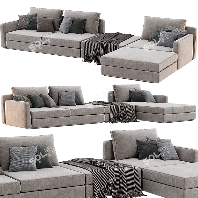 Modern Sectional Chaise Sofa Unit 3D model image 2