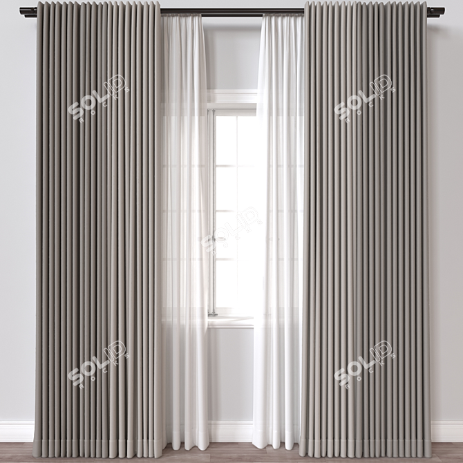 Luxury 3D Curtain Model 3D model image 1