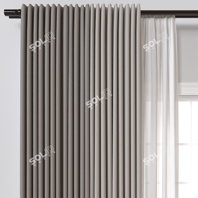 Luxury 3D Curtain Model 3D model image 2