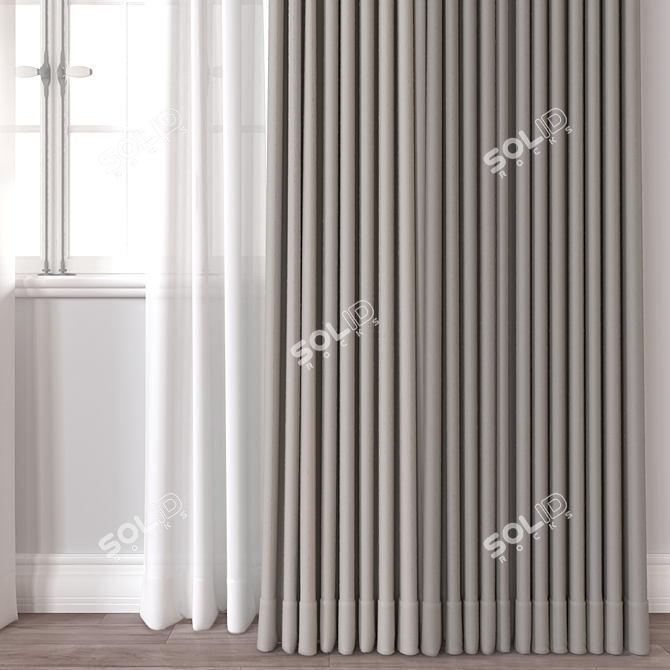 Luxury 3D Curtain Model 3D model image 3