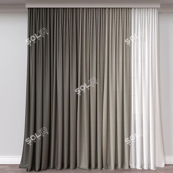 Versatile 3D Curtain Model 3D model image 1