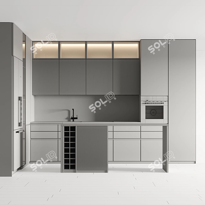 Modern Kitchen 3D Model Kit 3D model image 7