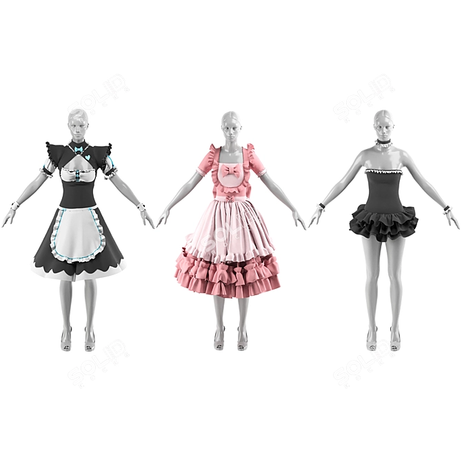 Cosplay Clothes Trio Collection 3D model image 2