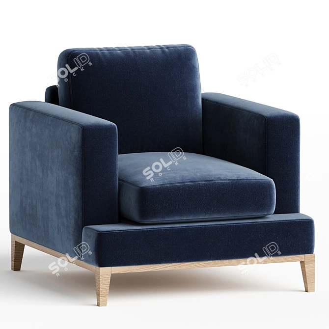 Elegant Covex Wood Armchair 3D model image 1