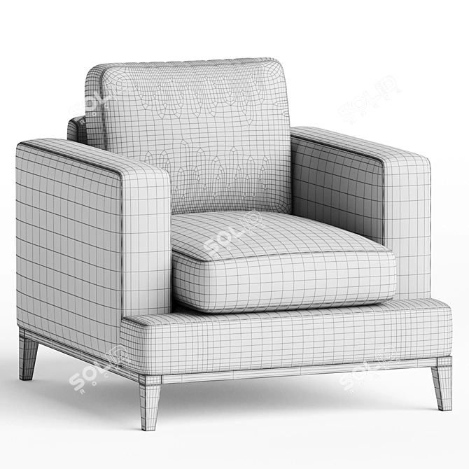 Elegant Covex Wood Armchair 3D model image 2