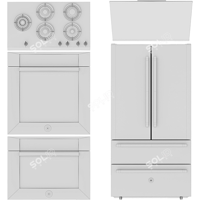 Bertazzoni Modern Kitchen Appliance Bundle 3D model image 5