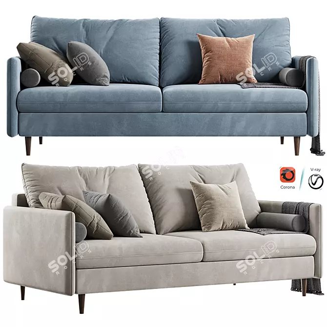 Luxury Slipson Sofa in Yellow 3D model image 1