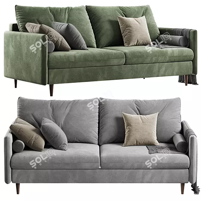 Luxury Slipson Sofa in Yellow 3D model image 2