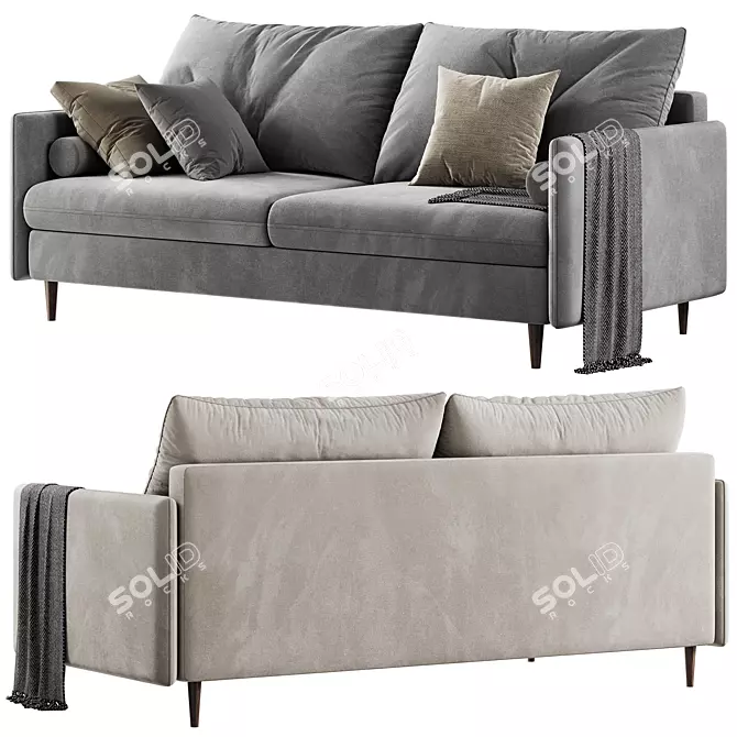 Luxury Slipson Sofa in Yellow 3D model image 3