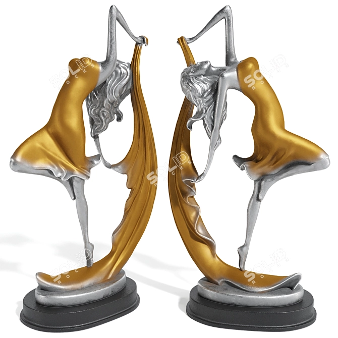 Colorful Pretty Dancer Woman Statue 3D model image 2