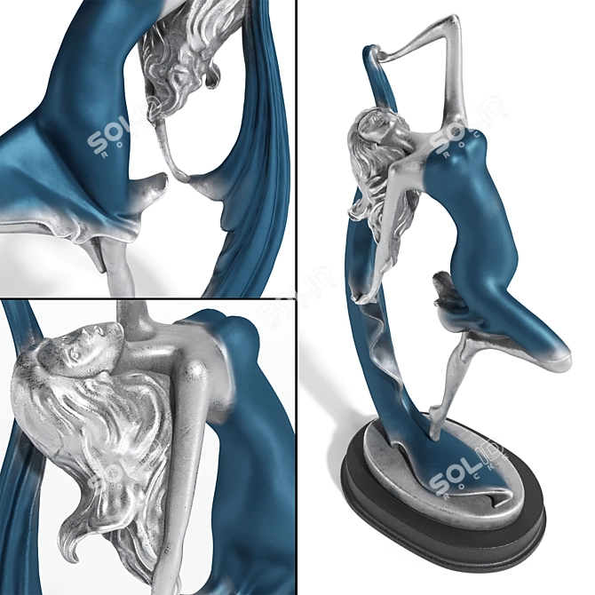 Colorful Pretty Dancer Woman Statue 3D model image 6