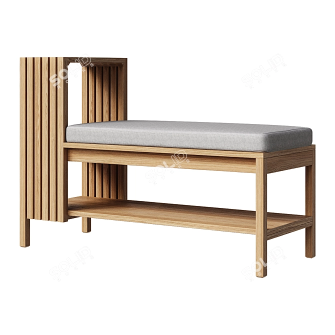 Solid Ash Entryway Bench, Lazar 3D model image 1