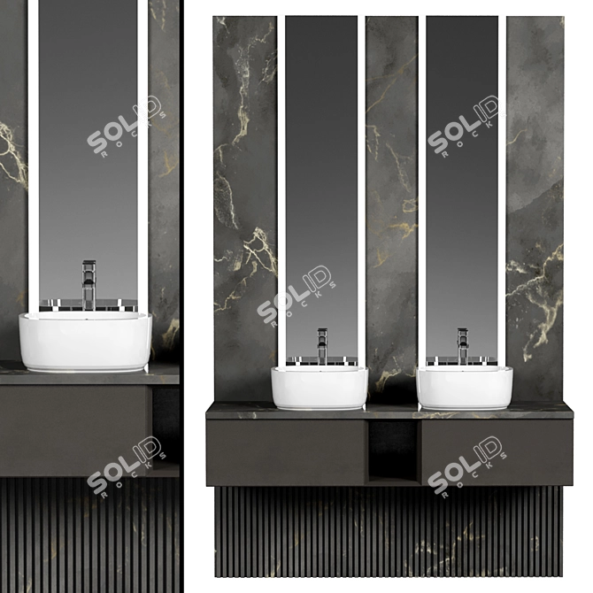 Modern Modular Bathroom Cabinet 3D model image 1