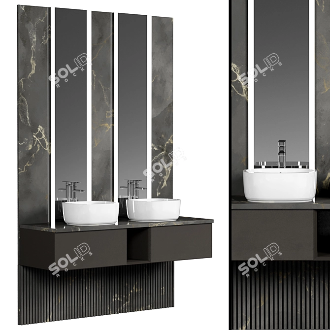 Modern Modular Bathroom Cabinet 3D model image 2