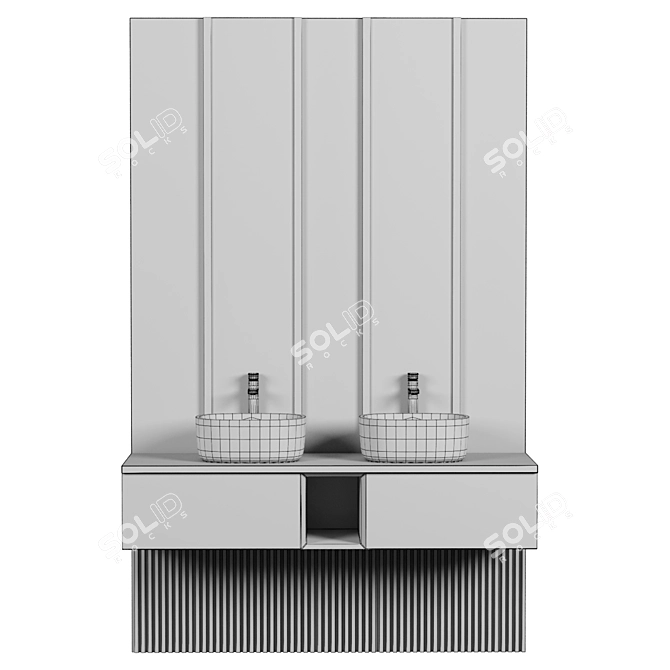 Modern Modular Bathroom Cabinet 3D model image 3