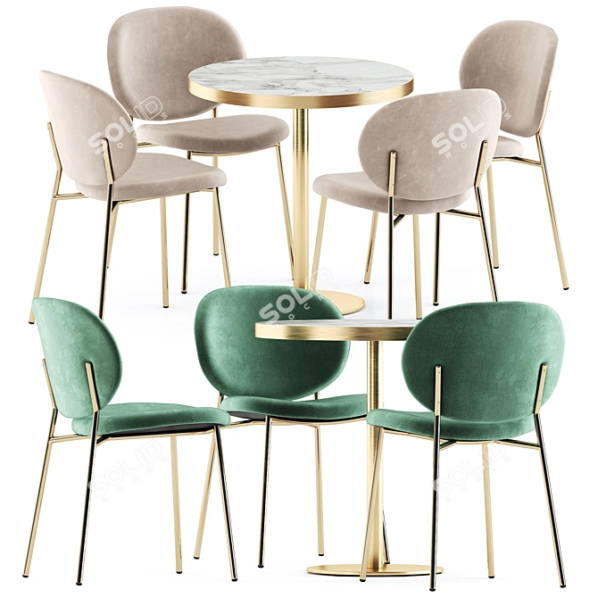 Modern Dining Set with Ines Chairs & Inox 4412 3D model image 1