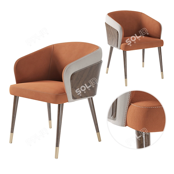 Modern Wood Dining Chair Set 3D model image 1