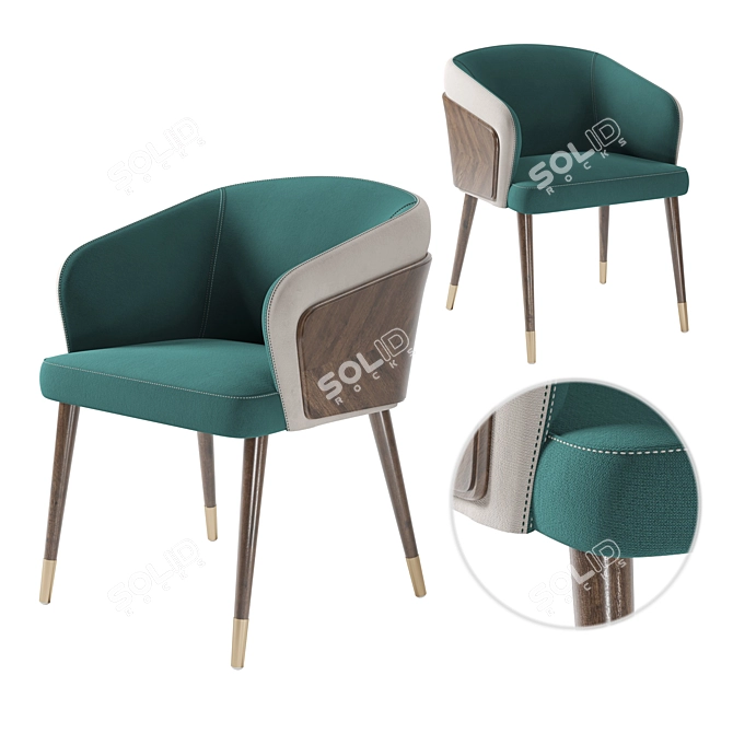 Modern Wood Dining Chair Set 3D model image 2