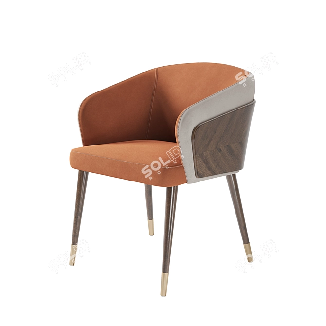 Modern Wood Dining Chair Set 3D model image 3