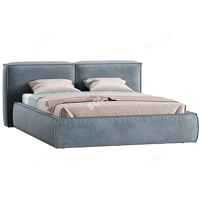 SofaClub Bed in Lush Velvet 3D model image 3