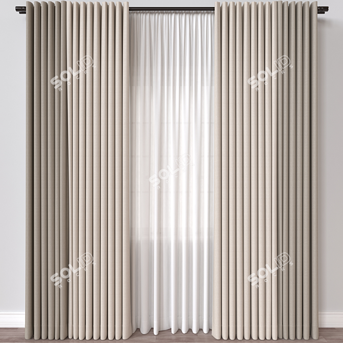 Versatile 3D Curtain Model 3D model image 1