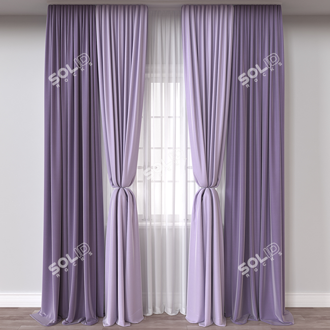 Vray and Corona Rendered Curtain 3D model image 1