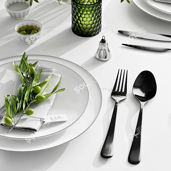 Elegant Table Setting for Four 3D model image 3