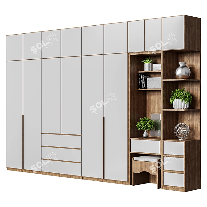 Custom Modern Wood Wardrobe, 2017 3D model image 1