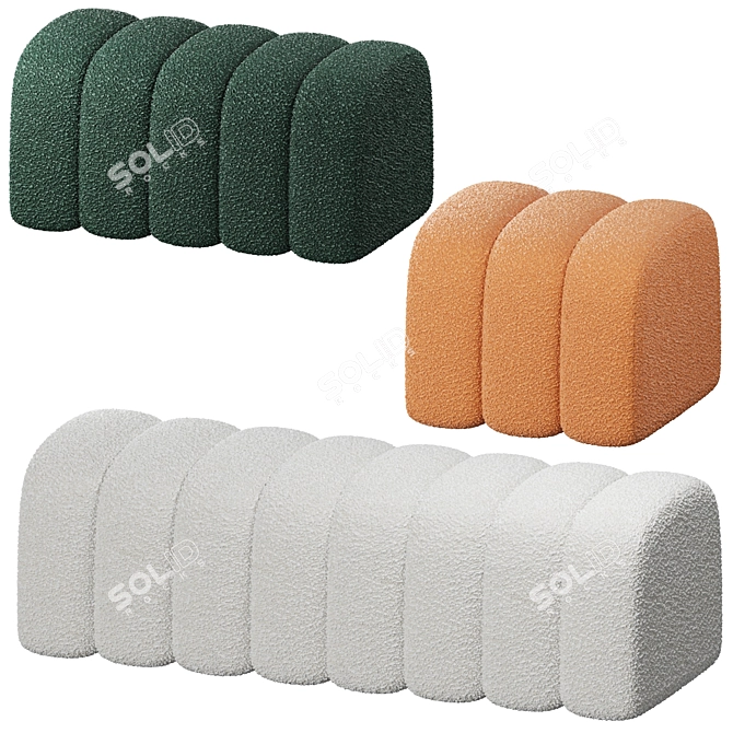 Fluffy PomPom Ottoman by Modnodesign 3D model image 1