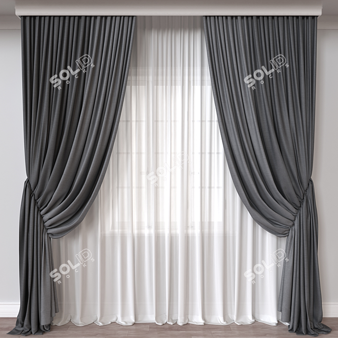 Luxury Curtain 3D Model 3D model image 1