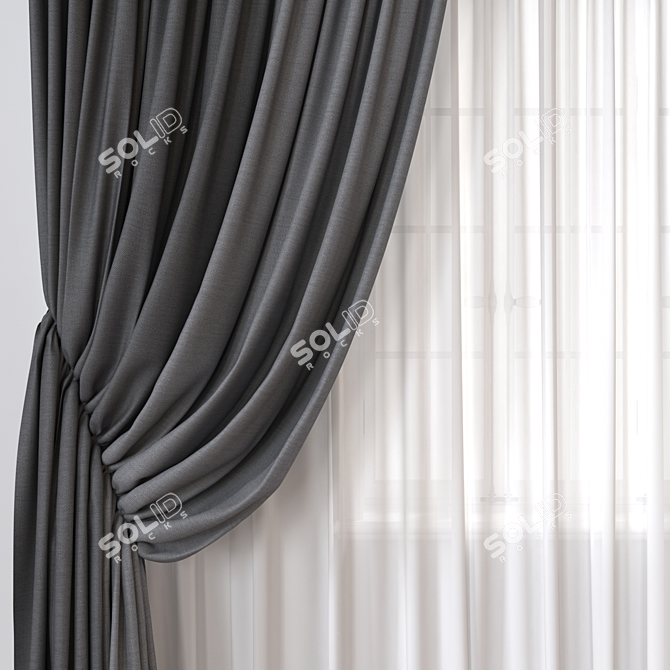 Luxury Curtain 3D Model 3D model image 2