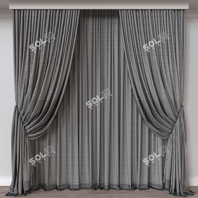 Luxury Curtain 3D Model 3D model image 4