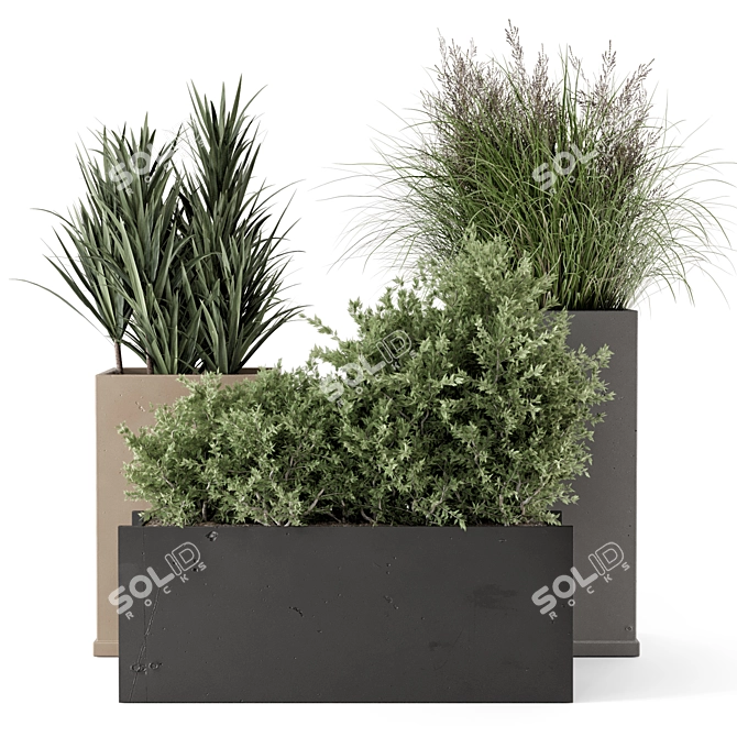 Rusty Concrete Pot Outdoor Plants 3D model image 2