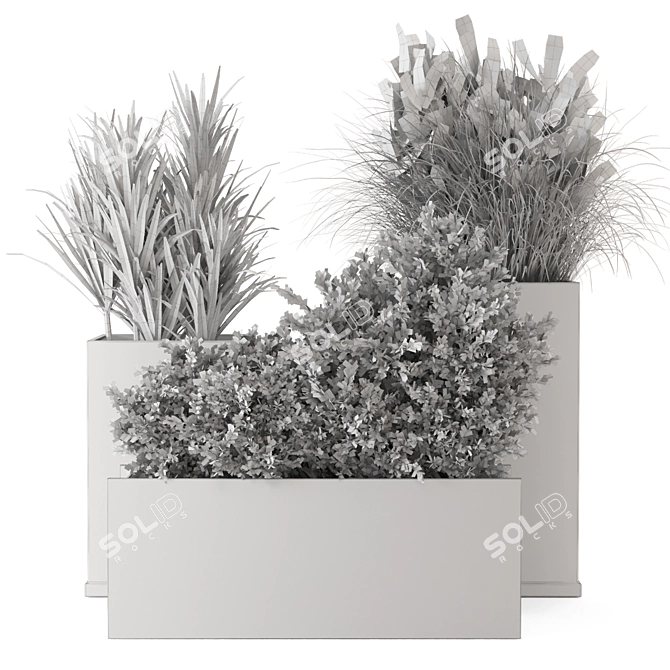 Rusty Concrete Pot Outdoor Plants 3D model image 7